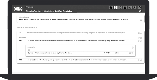 Seguimiento técnico de objetivos especificos y resultados en GONG