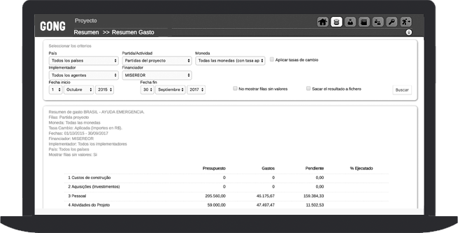 Resúmen de gasto en GONG