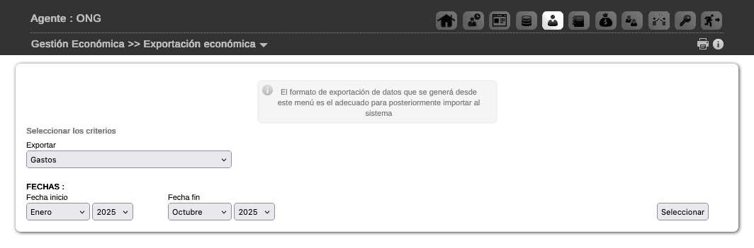 Exportacion de gastos y movimientos desde agente