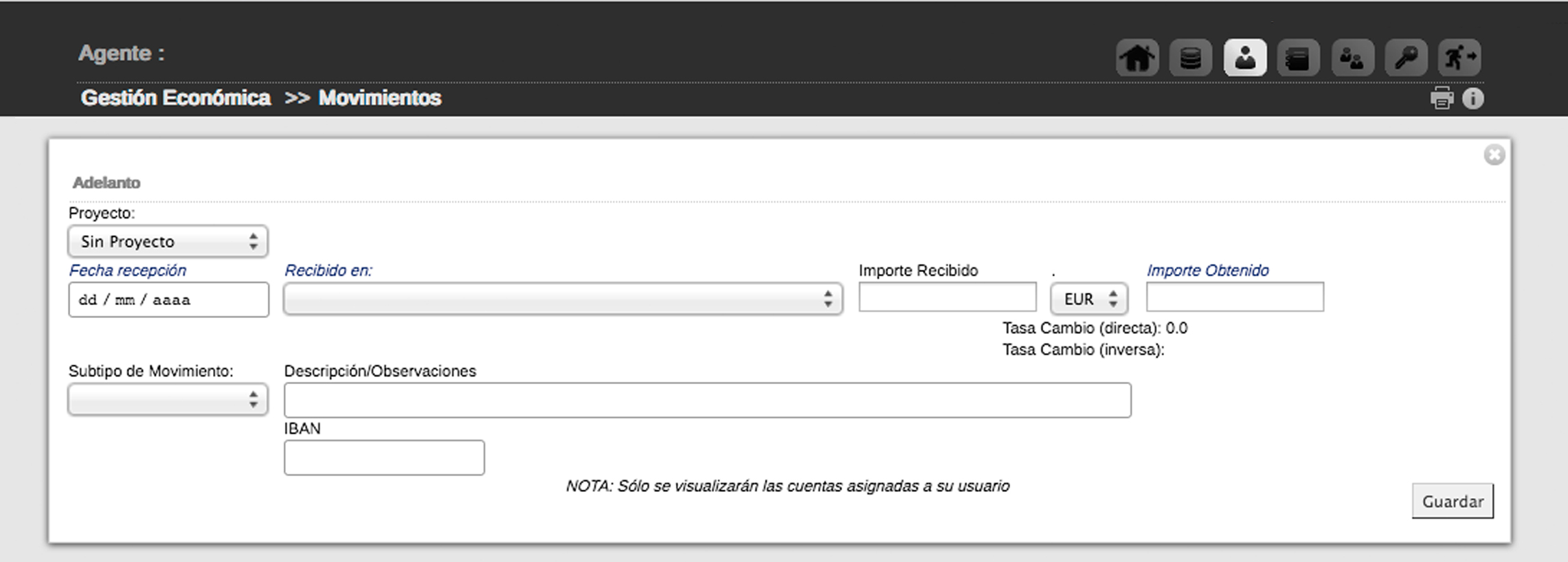 Alta Solicitud de transferencia desde Agente