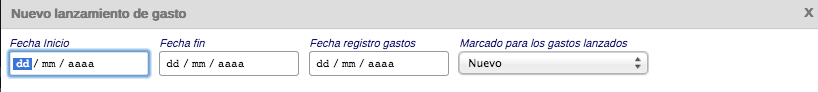 Nuevo lanzamiento de gastos